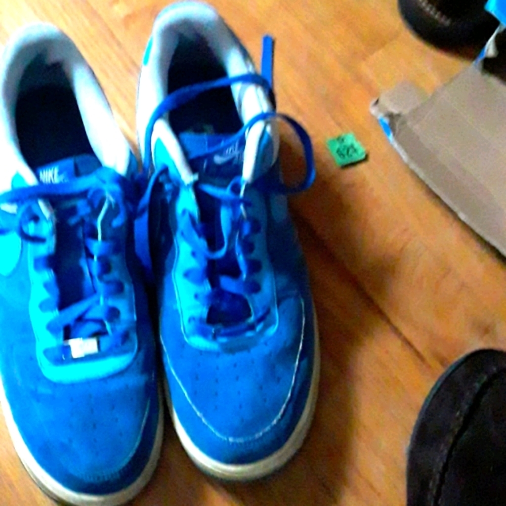 Blue and white Nike Air 1